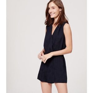 Navy Romper V-Neck Tie-Back LOFT Petite Size XXSP